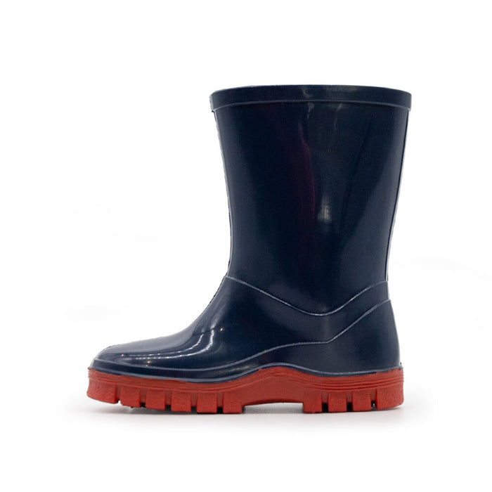 Swampmaster Junior Tractor Wellington Boot Navy/Green/Pink