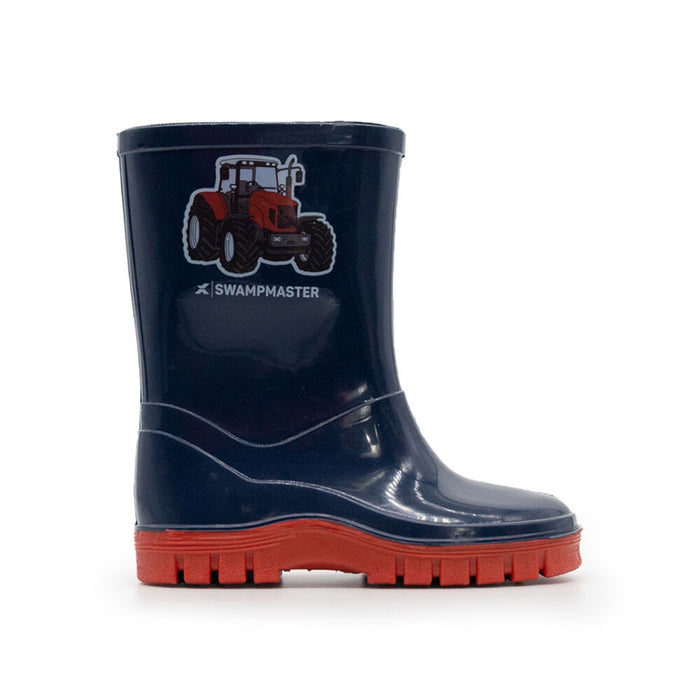 Swampmaster Junior Tractor Wellington Boot Navy/Green/Pink