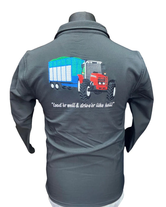 Childrens Softshell Jacket - Tractor (Red) - Black