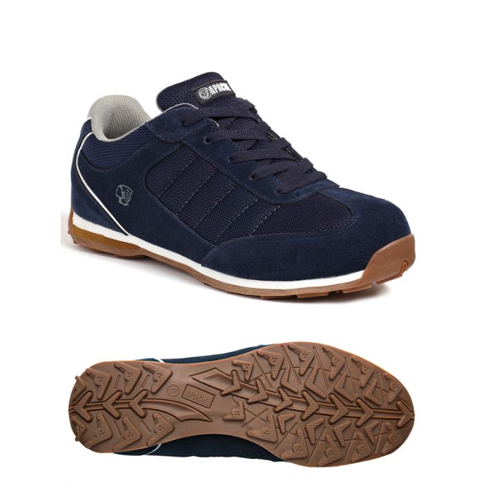 STRIKE NAVY Navy Suede Retro Safety Trainer