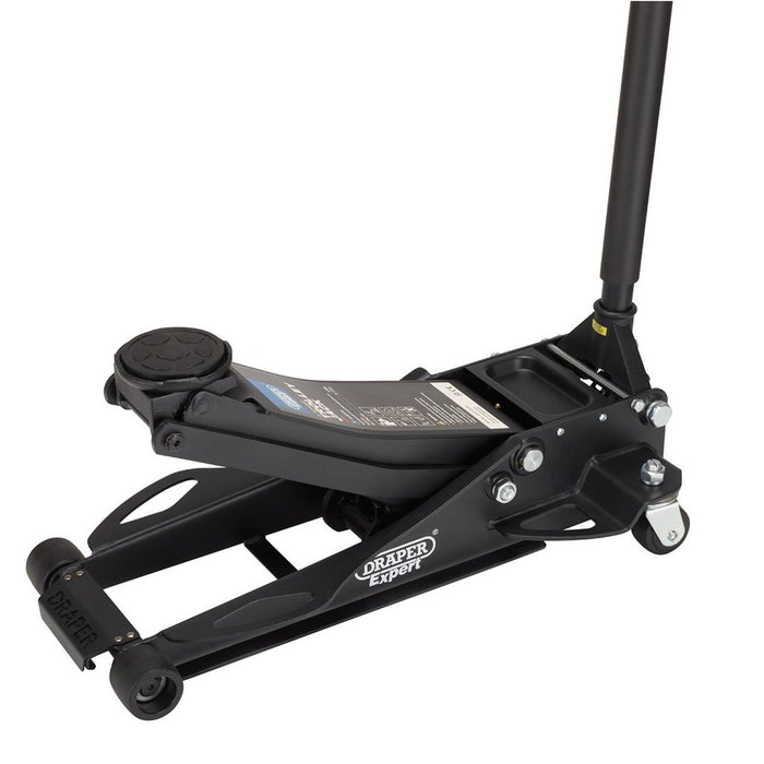 Draper Expert Professional Low Profile Fast Lift Garage Trolley Jack, 3 Tonne, Black (28464)