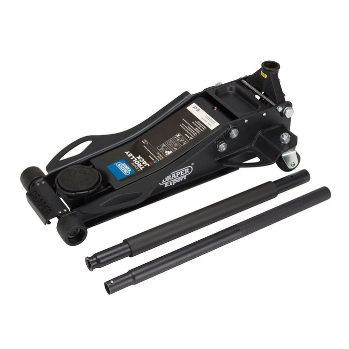 Draper Expert Professional Low Profile Fast Lift Garage Trolley Jack, 3 Tonne, Black (28464)