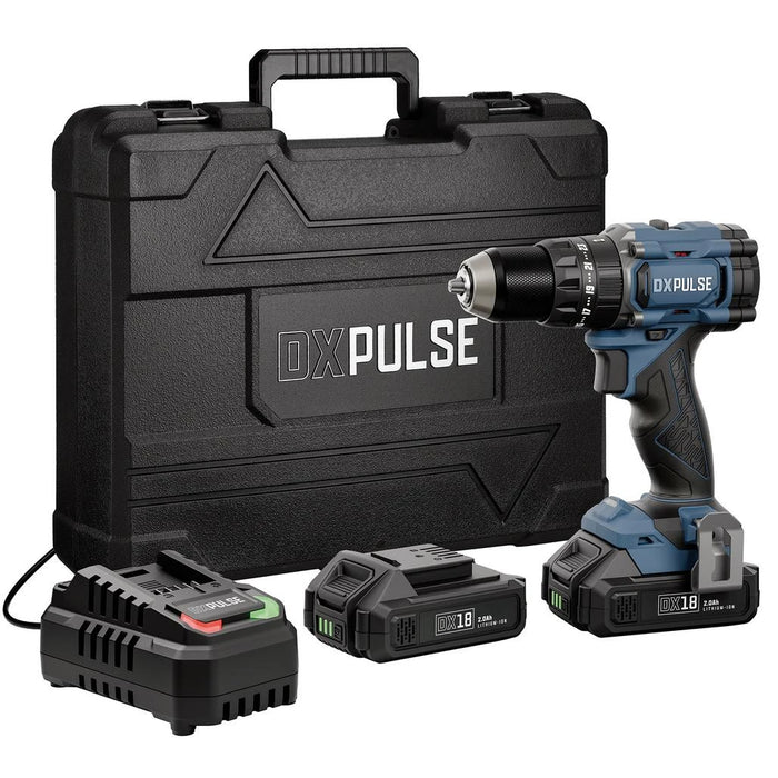 DXPULSE 18V Brushless LCD Display Combi Drill Kit with 2 x 2Ah Batteries (39659)